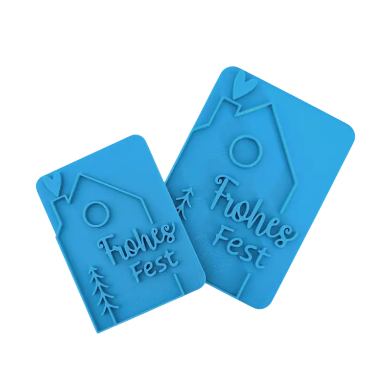 Frohes Fest mit Haus-Motiv - Keramikstempel Prägestempel - Spruchstempel