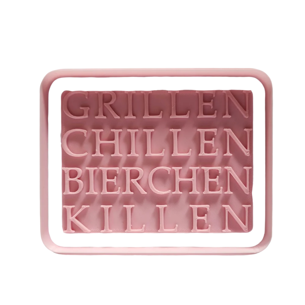 Grillen chillen Bierchen killen- Prägestempel mit passendem Ausstecher - Spruchstempel