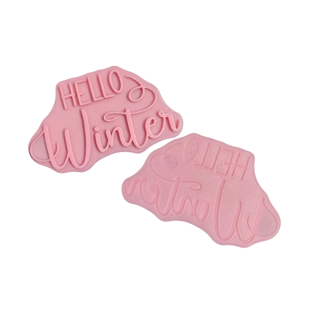 Hello Winter - Prägestempel mit Positionierungshilfe auf der Rückseite - Spruchstempel