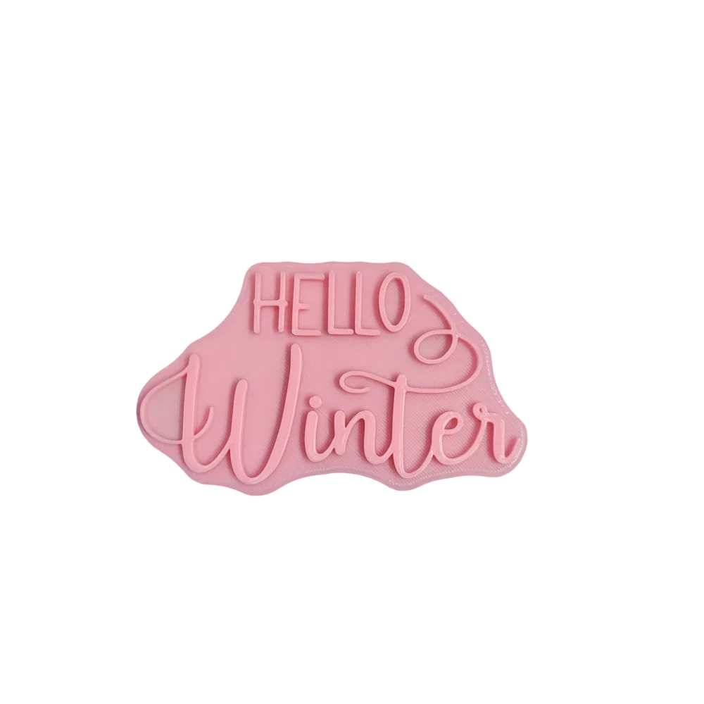 Hello Winter - Prägestempel mit Positionierungshilfe auf der Rückseite - Spruchstempel