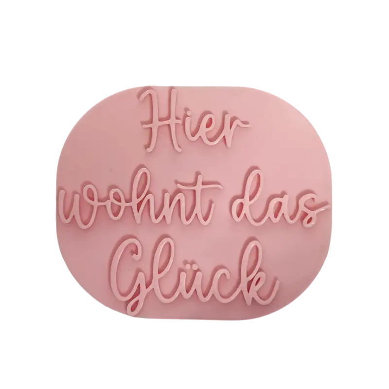 Hier wohnt das Glück - Prägestempel mit passendem Ausstecher - A 10cm - Spruchstempel