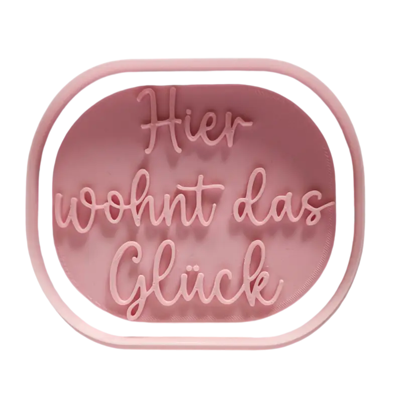 Hier wohnt das Glück - Prägestempel mit passendem Ausstecher - Spruchstempel