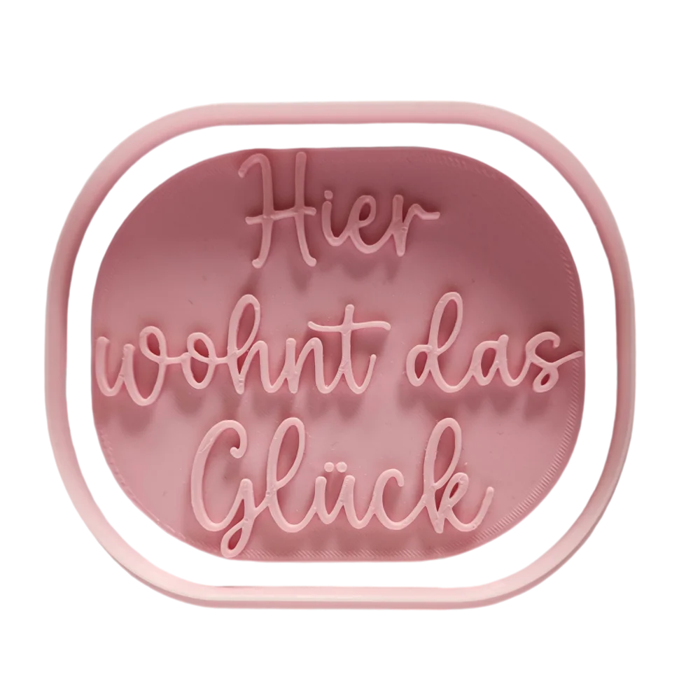 Hier wohnt das Glück - Prägestempel mit passendem Ausstecher - Spruchstempel