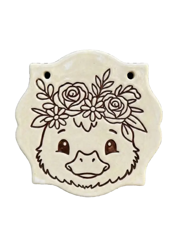 Keramikstempel ’Entchen Sanft’ – Niedlicher Blick mit Blumenpracht (12cm - 19cm) - osterstempel