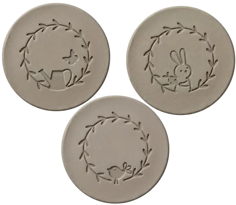 3er Spar-Set Keramikstempel ’Frühlings-Minis’ – Hase Vogel & Gießkanne - osterstempel