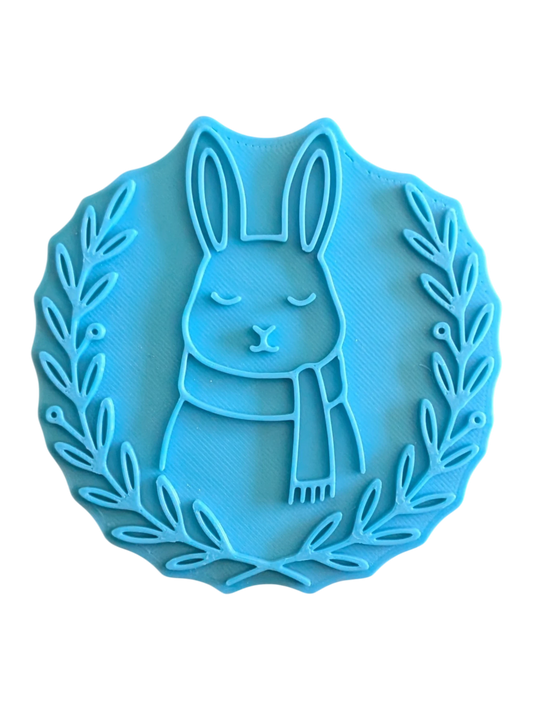 Keramikstempel "Kaninchen mit Schal" – Frontaler Blick mit (10cm - 19cm) - Minseart
