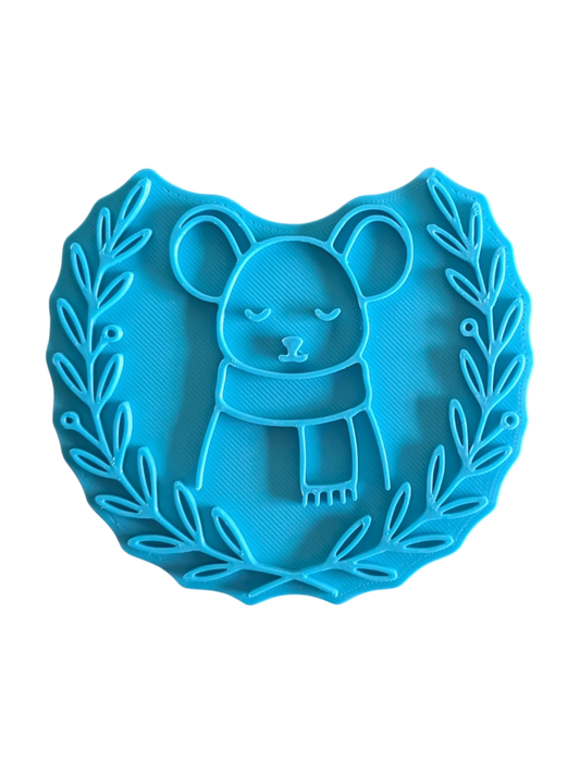 Keramikstempel "Maus mit Schal" – Frontaler Blick mit (10cm - 19cm) - Minseart