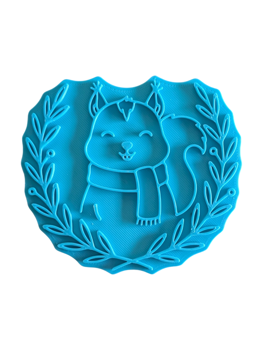Keramikstempel "Eichhörnchen mit Schal" – Frontaler Blick mit (10cm - 19cm) - Minseart