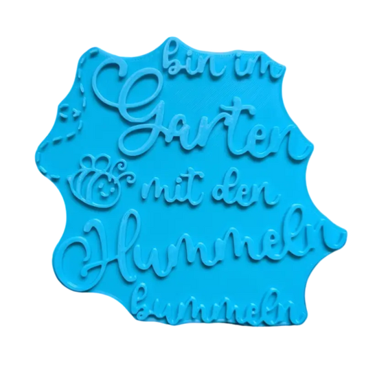 Bin im Garten mit den Hummeln bummeln - Spruch Töpferstempel - Spruchstempel