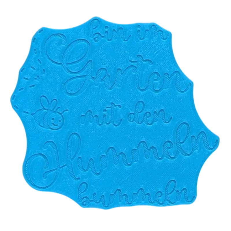 Bin im Garten mit den Hummeln bummeln - Spruch Töpferstempel neues Design - Spruchstempel