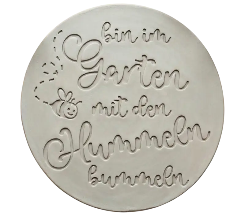 Bin im Garten mit den Hummeln bummeln - Spruch Töpferstempel neues Design - Spruchstempel