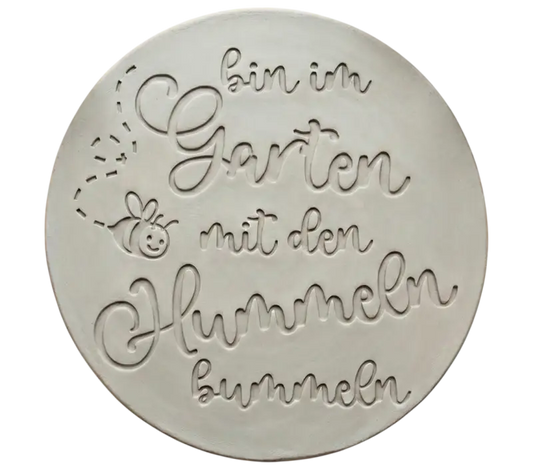 Bin im Garten mit den Hummeln bummeln - Spruch Töpferstempel neues Design - Spruchstempel