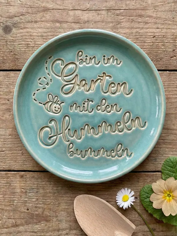 Bin im Garten mit den Hummeln bummeln - Spruch Töpferstempel neues Design - Spruchstempel