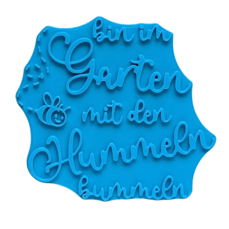 Bin im Garten mit den Hummeln bummeln - Spruch Töpferstempel neues Design - Spruchstempel