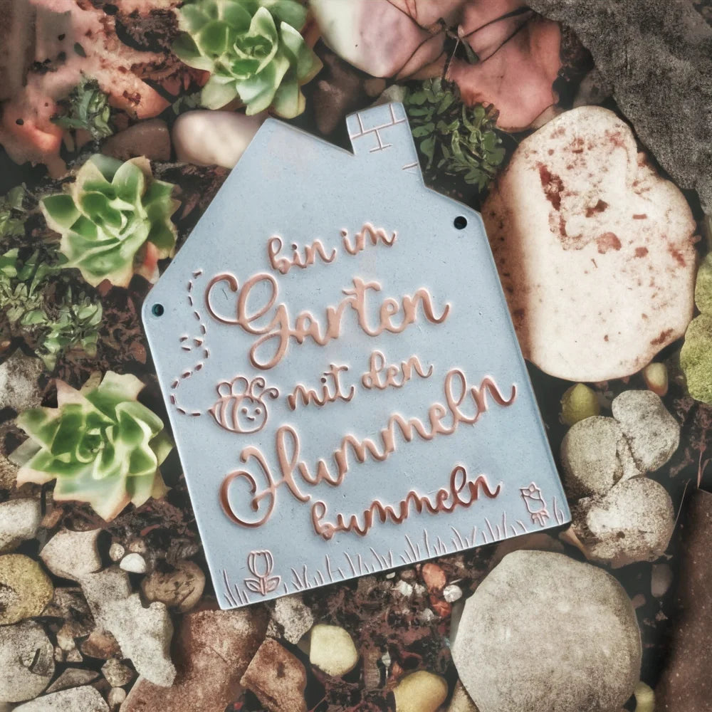 Bin im Garten mit den Hummeln bummeln - Stempel - Spruchstempel