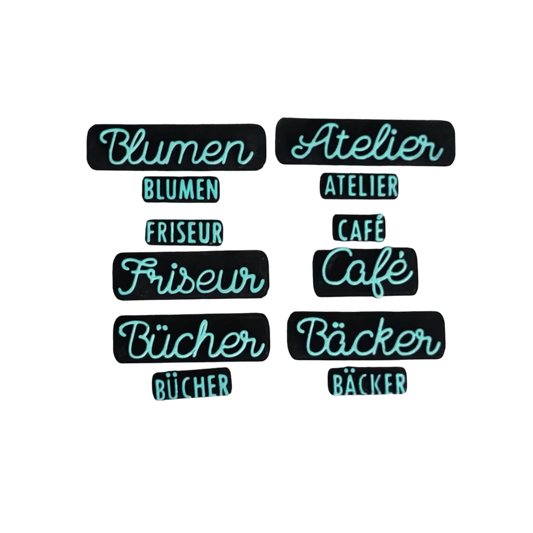 Blumen Atelier Friseur Café Bücher oder Bäcker - Stempel - Spruchstempel