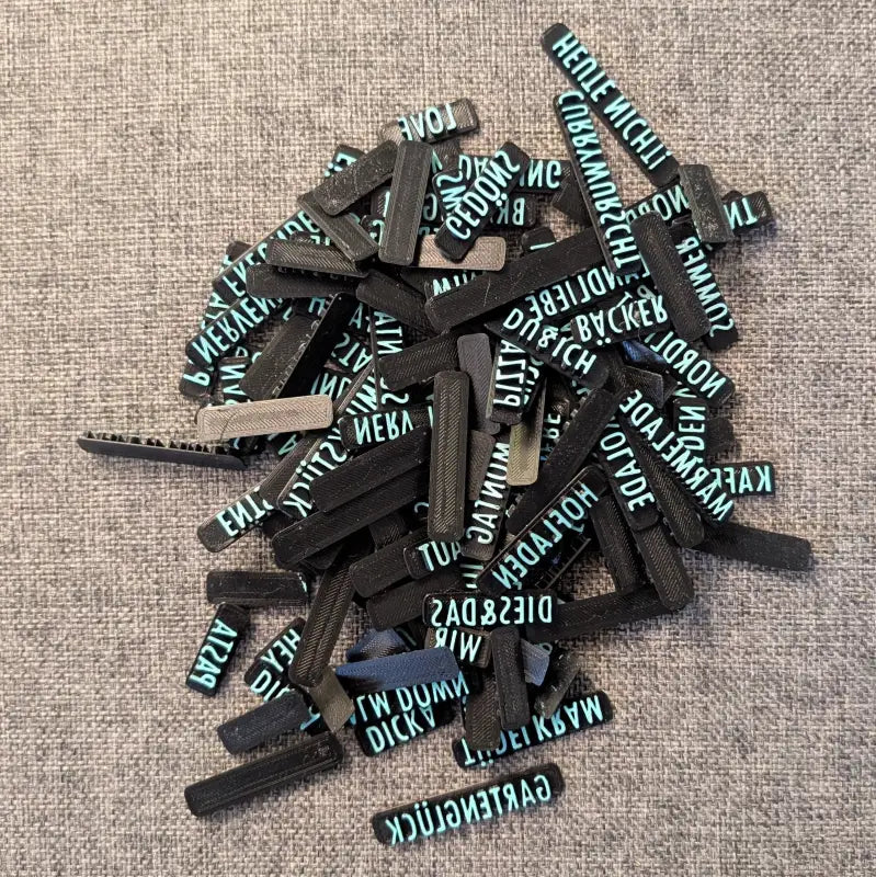 Ca. 130 kleine Worte in Druckschrift - Stempel B-Ware / 2te Wahl