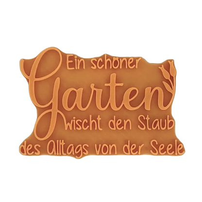 Ein schöner Garten wischt den Staub des Alltags von der Seele -Prägestempel - Minseart