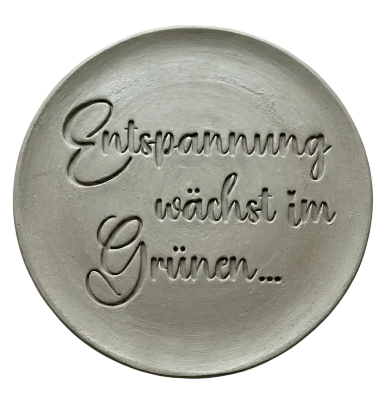 „Entspannung wächst im Grünen...“ Prägestempel Keramikstempel - Spruchstempel
