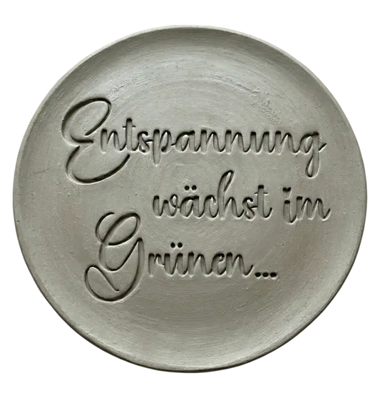 „Entspannung wächst im Grünen...“ Prägestempel Keramikstempel - Spruchstempel