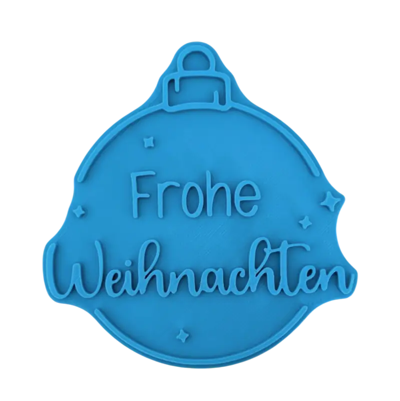 Frohe Weihnachten in Christbaumkugel - Keramikstempel Prägestempel - Spruchstempel