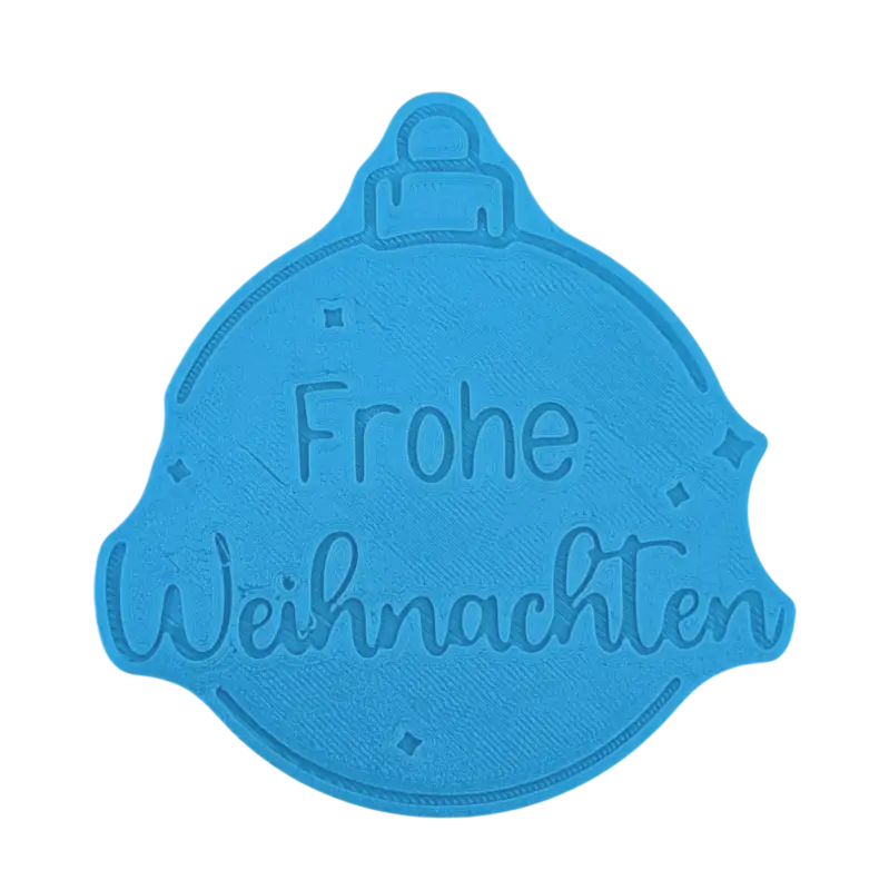 Frohe Weihnachten in Christbaumkugel - Keramikstempel Prägestempel - Spruchstempel