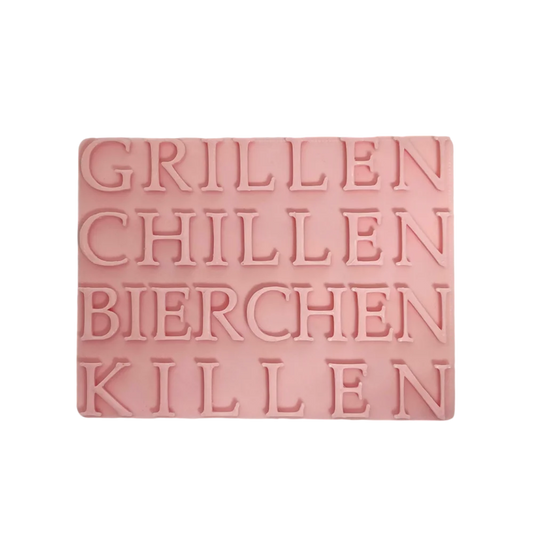Grillen chillen Bierchen killen- Prägestempel mit passendem Ausstecher - A 10cm - Spruchstempel