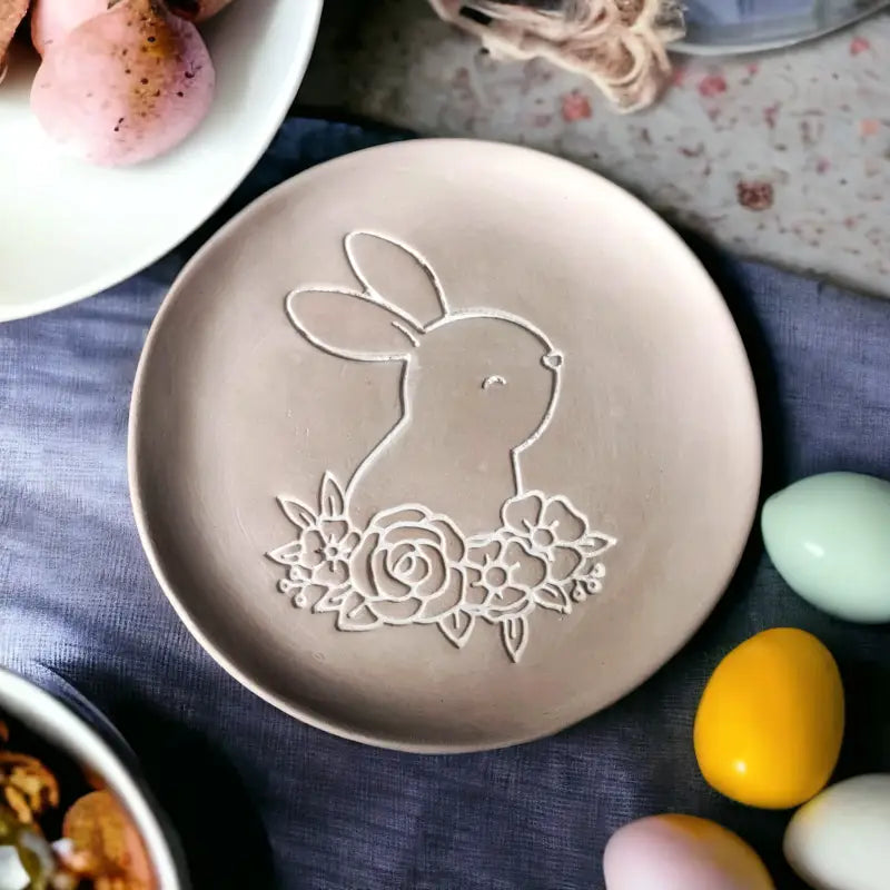 Hase in Blumenarrangement - Stempel - osterstempel