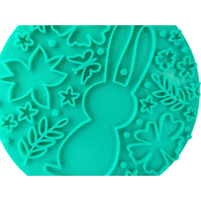 Hase mit Blumen und Schmetterlingen rund - osterstempel