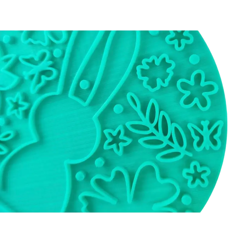 Hase mit Blumen und Schmetterlingen rund - osterstempel