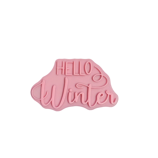 Hello Winter - Prägestempel mit Positionierungshilfe auf der Rückseite - Spruchstempel