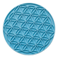 Blaugrüner Keramikstempel mit dem heiligen Geometrie-Muster 'Blume des Lebens'. Ideal für großflächige, präzise Prägungen in Ton und Keramik.