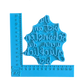 Blauer Spruch-Keramikstempel Du bist am Schönsten wenn du glücklich bist im blauen Winkel-Messinstrument in cm von MinseArt.