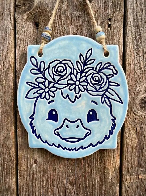 Keramikstempel ’Entchen Sanft’ – Niedlicher Blick mit Blumenpracht (12cm - 19cm) - osterstempel