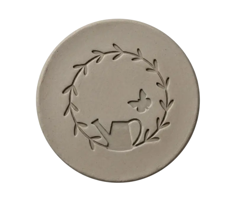 Keramikstempel ’Frühlingskranz Gießkanne’ – Ostermotiv für Ton - osterstempel