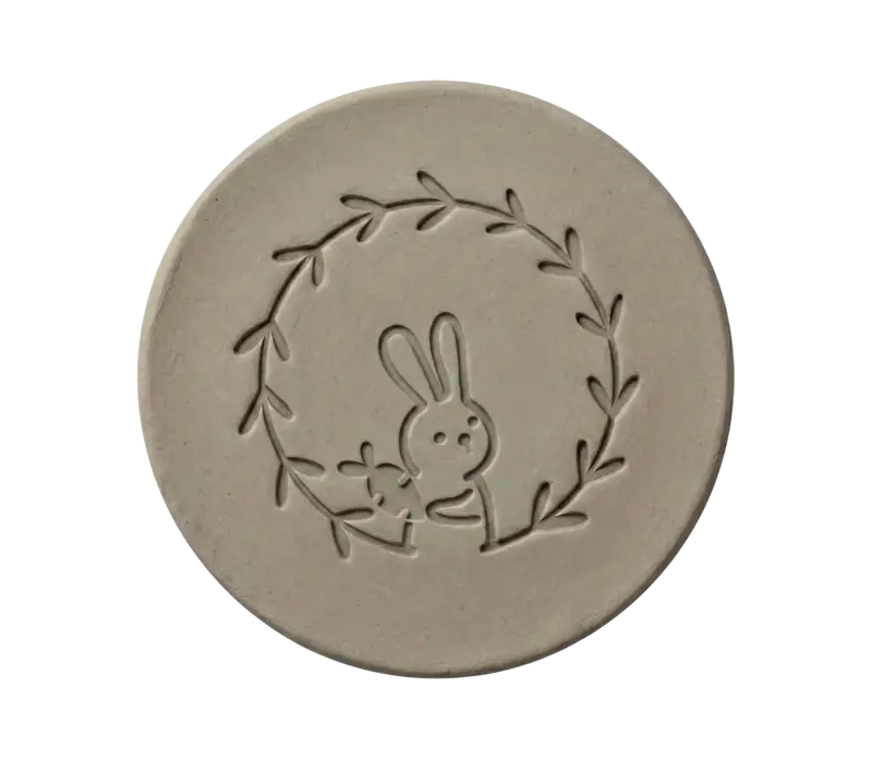 Keramikstempel ’Frühlingskranz Hase’ – Ostermotiv für Ton - osterstempel