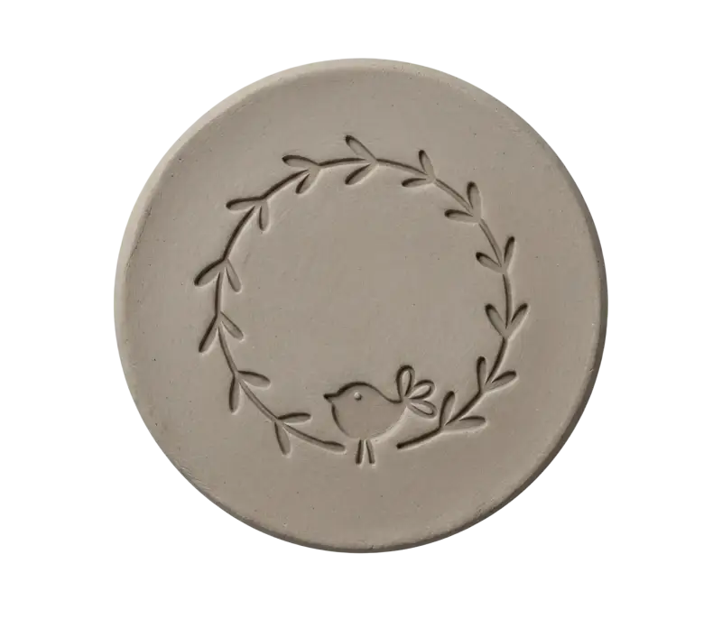 Keramikstempel ’Frühlingskranz Vögelchen’ – Ostermotiv für Ton - osterstempel