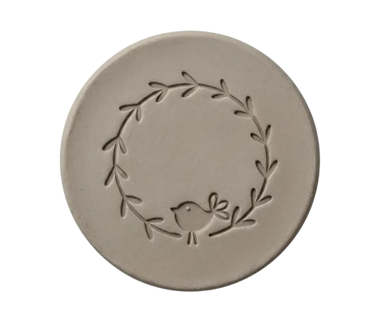 Keramikstempel ’Frühlingskranz Vögelchen’ – Ostermotiv für Ton - osterstempel