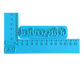 Direkte Draufsicht auf den blauen Tonstempel mit dem Schriftzug Gelassenheit und feinen Konturen.