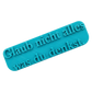 Türkisfarbener Keramikstempel mit dem Schriftzug 'Glaub nicht alles was du denkst' in eleganter Serifenschrift. Hochwertiges Prägewerkzeug von MinseArt für Ton.