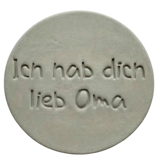 Keramikstempel ’Ich hab dich lieb Oma’ – Töpfer-Idee für Enkel Weihnachten & Geburtstage - Spruchstempel