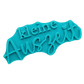 Türkisfarbener Keramikstempel für Ton mit dem Schriftzug 'kleine Auszeit'. Hochwertiges Töpferwerkzeug von MinseArt mit Herz-Detail über dem i.