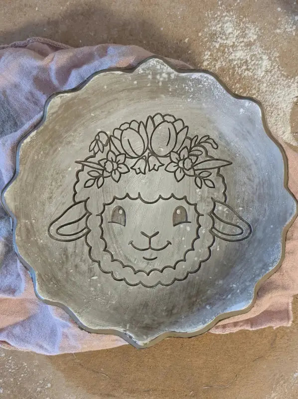 Keramikstempel ’Lamm Sanft’ – Frühlingshafter Blumenkranz (12cm - 19cm) - osterstempel