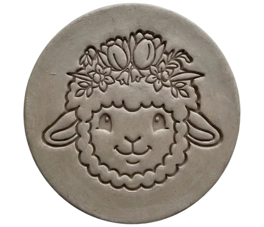 Keramikstempel ’Lamm Sanft’ – Frühlingshafter Blumenkranz (12cm - 19cm) - osterstempel