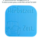 Rückseite des blauen Motivstempels von MinseArt mit praktischer Positionierungshilfe in Sesselform für exaktes Platzieren.