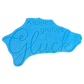 Die Rückseite des hochwertigen Keramikstempels zeigt die praktische Positionierungshilfe. Dieses durchdachte Töpferwerkzeug ermöglicht ein perfekt gerades Ausrichten des Schriftzugs 'Kleines großes Glück' auf dem Ton.