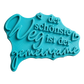 Schrägansicht des türkisfarbenen Keramikstempels 'der schönste Weg ist der gemeinsame'. Das tiefe Profil sorgt als hochwertiger Textstempel für präzise Abdrücke beim Töpfern.