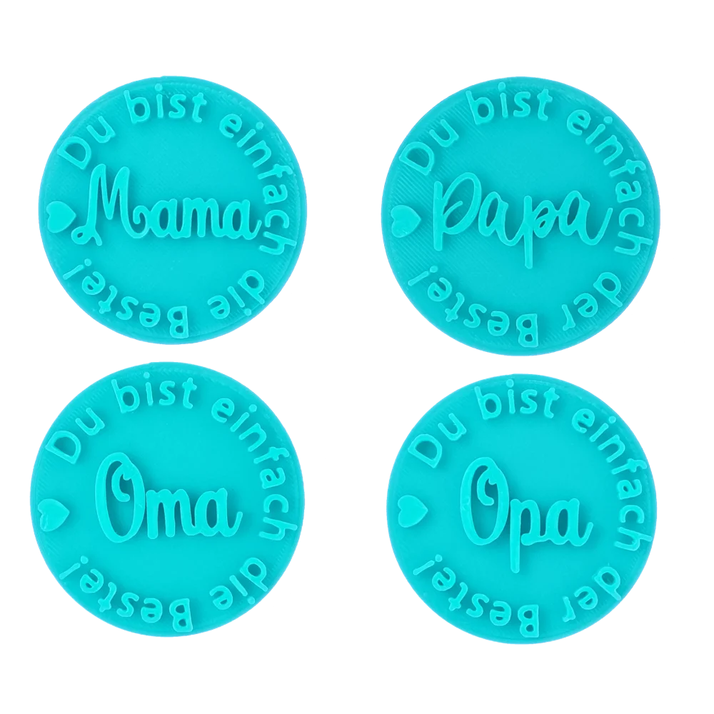 Keramikstempel-Spar-Set: Du bist der/die Beste 4er Set in 7cm Durchmesser - Spruchstempel