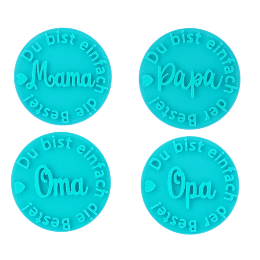 Keramikstempel-Spar-Set: Du bist der/die Beste 4er Set in 7cm Durchmesser - Spruchstempel