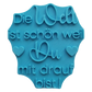 Der blaugrüne MinseArt Textstempel mit dem Spruch 'Die Welt ist schön weil Du mit drauf bist!'. Hochwertiges Töpferwerkzeug für Ton-Projekte. Stabiler Stempel für tiefe, saubere Prägungen in Keramik, ideal für dein nächstes DIY-Projekt.